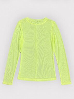 See Through Neon Green Sheer Long Sleeve Shirt